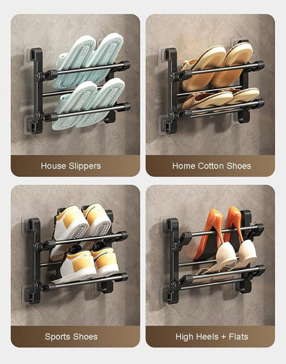 Wall-Mounted Folding Shoe Rack, 50x25.8x12cm, Space-Saving No-Drill Storage Organizer V1188-MS-325-0845