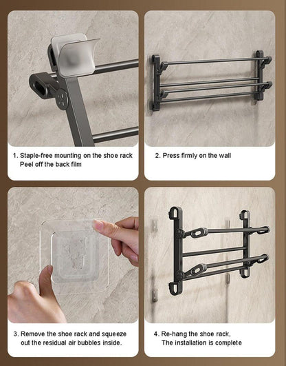 Wall-Mounted Folding Shoe Rack, 50x25.8x12cm, Space-Saving No-Drill Storage Organizer V1188-MS-325-0845