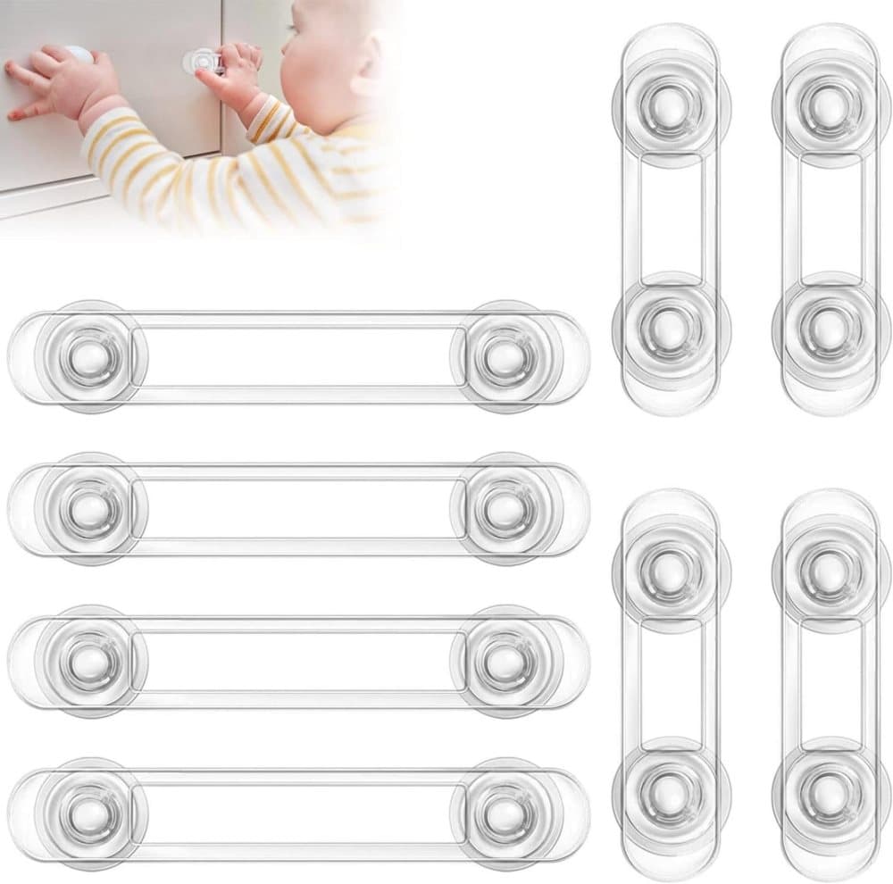 8-Pack Child Safety Cabinet Latch Drawer Lock with Lock Protector, 11cm, Compatible with Most Cabinets V1188-MS-325-0846