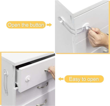8-Pack Child Safety Cabinet Latch Drawer Lock with Lock Protector, 11cm, Compatible with Most Cabinets V1188-MS-325-0846