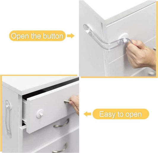 8-Pack Child Safety Cabinet Latch Drawer Lock with Lock Protector, 11cm, Compatible with Most Cabinets V1188-MS-325-0846