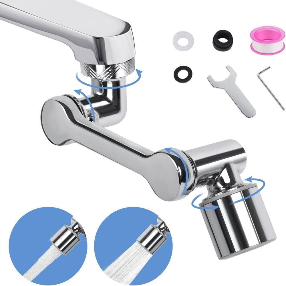 360 degrees Swivel Faucet Extender with 2 Flow Modes, 1440 degrees Rotation, for Kitchen Sink V1188-MS-325-0847