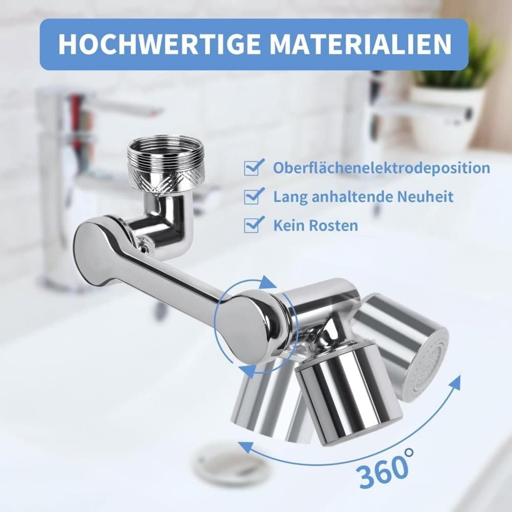 360 degrees Swivel Faucet Extender with 2 Flow Modes, 1440 degrees Rotation, for Kitchen Sink V1188-MS-325-0847