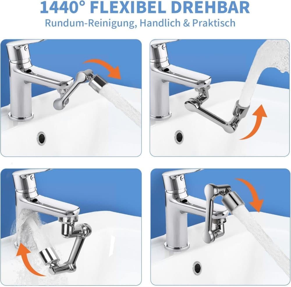 360 degrees Swivel Faucet Extender with 2 Flow Modes, 1440 degrees Rotation, for Kitchen Sink V1188-MS-325-0847