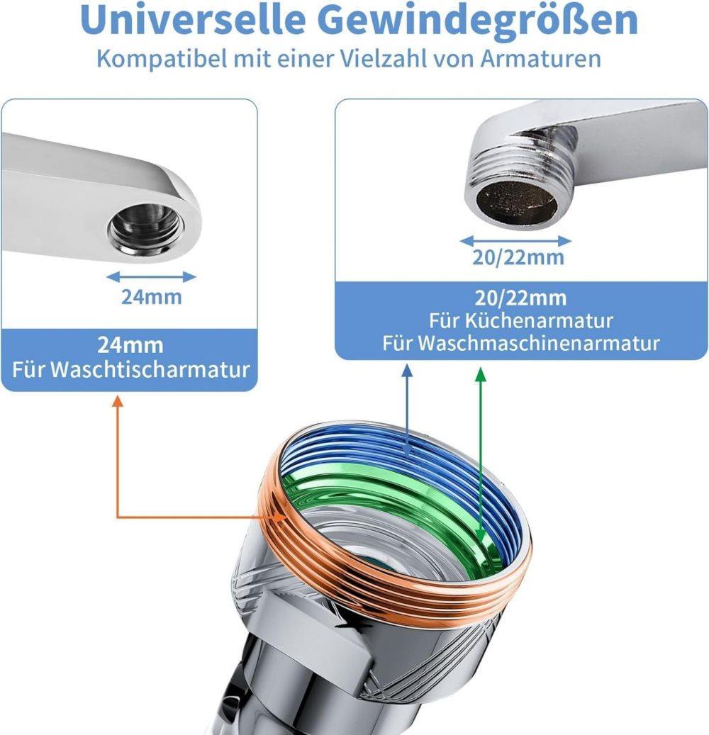 360 degrees Swivel Faucet Extender with 2 Flow Modes, 1440 degrees Rotation, for Kitchen Sink V1188-MS-325-0847