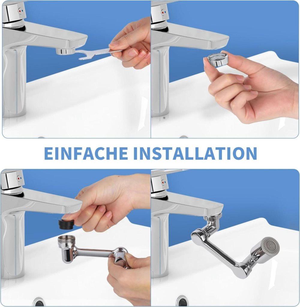 360 degrees Swivel Faucet Extender with 2 Flow Modes, 1440 degrees Rotation, for Kitchen Sink V1188-MS-325-0847