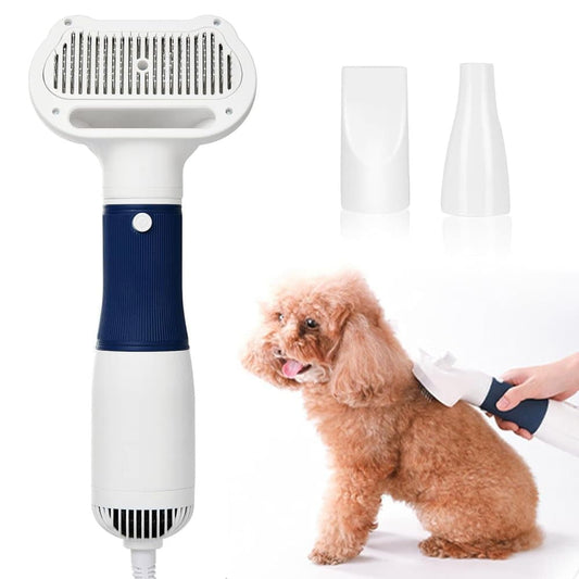 Pet Hair Dryer 3-in-1 with Brush, Portable Quiet Dog Cat Grooming Tool, 3 Heat Settings Overheat Protection, V1188-MS-325-0850