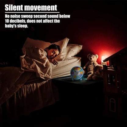 8cm Round Silent Alarm Clock with Night Light for Children, Several Colors to Choose Including White V1188-MS-325-0854