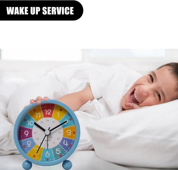Colorful Silent Alarm Clock with Night Light for Children, 8cm Round, Pink V1188-MS-325-0855