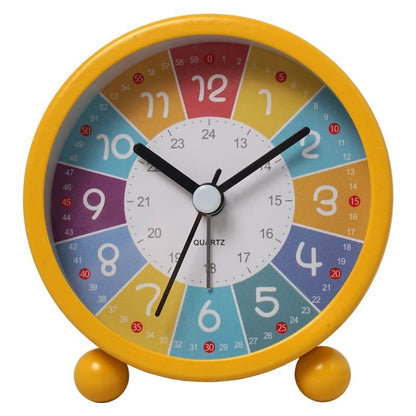 Colorful Silent Alarm Clock with Night Light for Children, 8cm Round, Yellow V1188-MS-325-0856