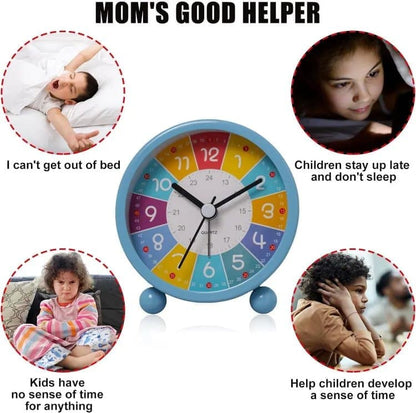 Colorful Silent Alarm Clock with Night Light for Children, 8cm Round, Yellow V1188-MS-325-0856