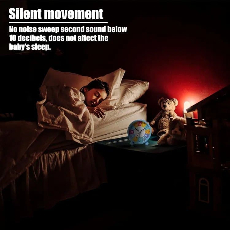 Colorful Silent Alarm Clock with Night Light for Children, 8cm Round, Yellow V1188-MS-325-0856