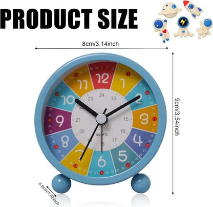 Colorful Silent Alarm Clock with Night Light for Children, 8cm Round, Yellow V1188-MS-325-0856