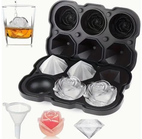 1 piece BPA-free reusable ice cube tray with lid for round ice balls, 6 compartment V1188-MS-325-0857