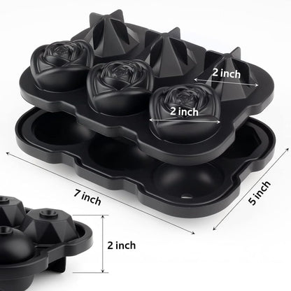 1 piece BPA-free reusable ice cube tray with lid for round ice balls, 6 compartment V1188-MS-325-0857