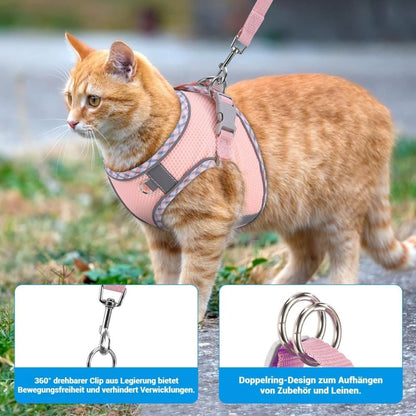 Reflective Adjustable Dog and Cat Harness with Leash, Soft Secure Fit, XXS V1188-MS-325-0860