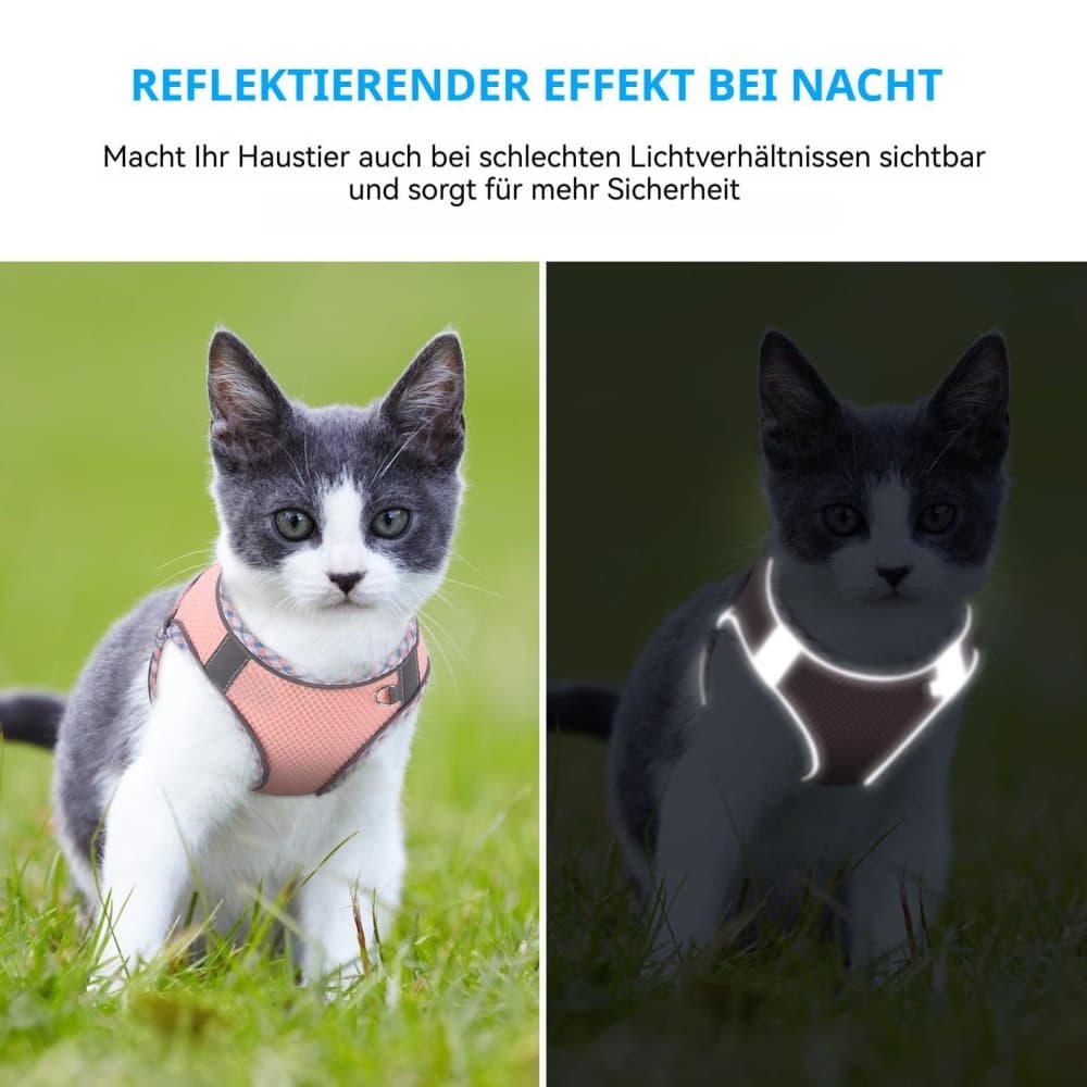 Adjustable Dog and Cat Harness with Leash Reflective Soft Secure Fit, L, Pink V1188-MS-325-0876