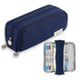 3 Compartments Large Pencil Case, High Capacity Multifunctional Organizer, Dark Blue V1188-MS-325-0884