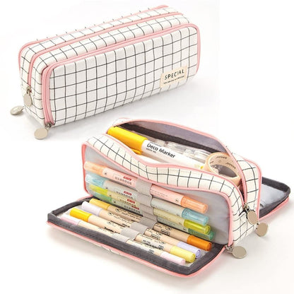 3 Compartments Large Pencil Case, 21x10cm, Multicolored, High Capacity Storage V1188-MS-325-0885