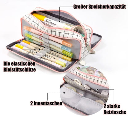 3 Compartments Large Pencil Case, 21x10cm, Multicolored, High Capacity Storage V1188-MS-325-0885