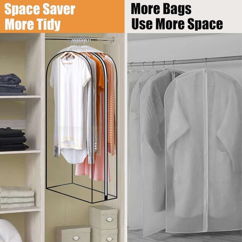 3-Pack Transparent Dustproof Garment Storage Bags with Zipper for Wardrobe, PEVA, 60 x 25 x 130cm V1188-MS-325-0889
