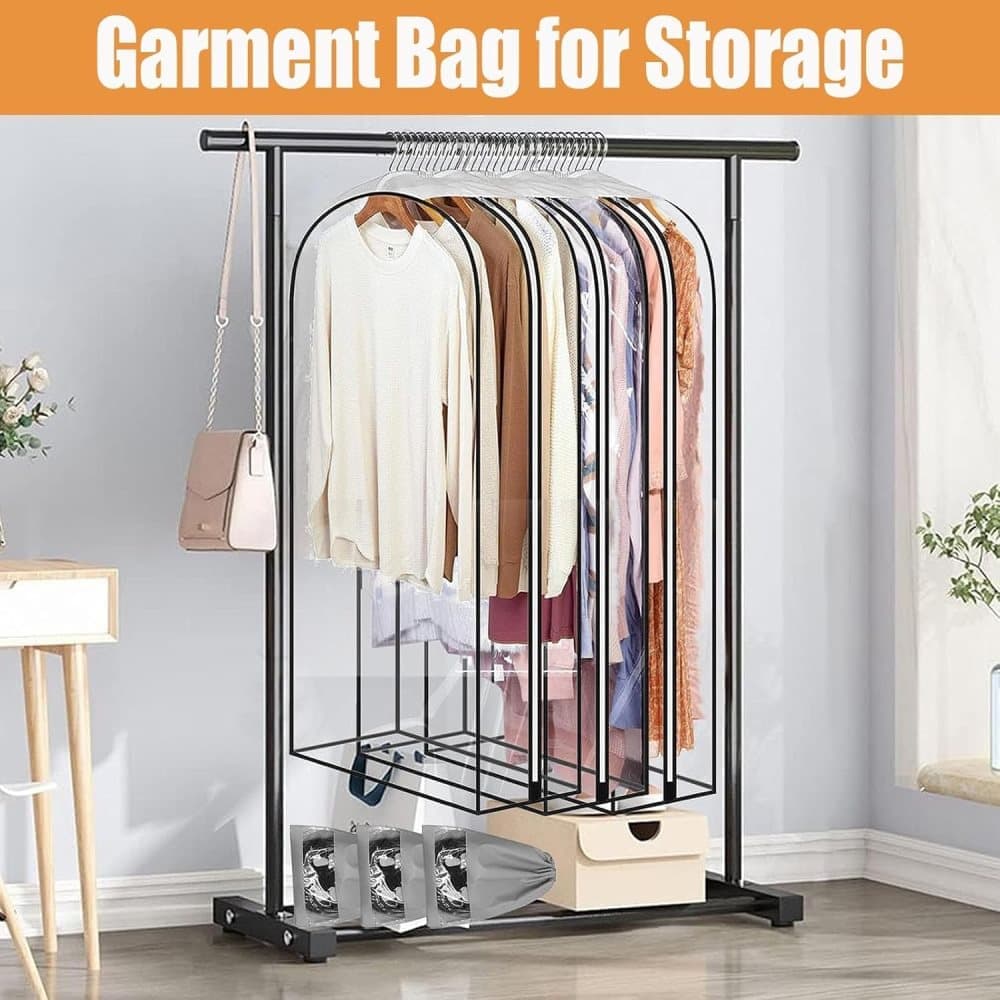 3-Pack Transparent Dustproof Garment Storage Bags with Zipper for Wardrobe, PEVA, 60 x 25 x 130cm V1188-MS-325-0889