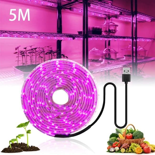Full Spectrum USB LED Grow Light for Small Plants Greenhouse, 5M, Compatible with USB V1188-MS-325-0894