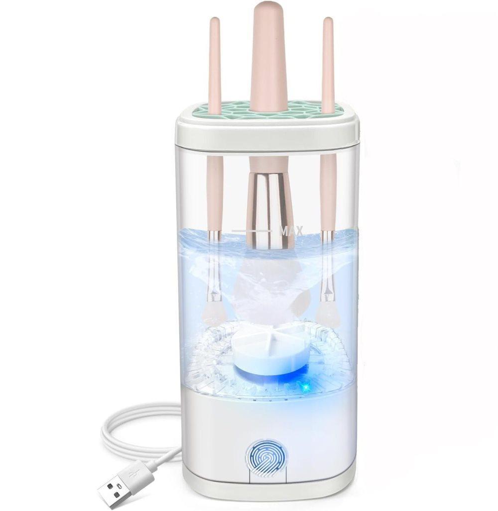 Automatic Electric Makeup Brush Cleaner Portable Beauty Tool, White, Fits Multiple Brush Sizes V1188-MS-325-0902