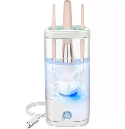 Automatic Electric Makeup Brush Cleaner Portable Beauty Tool, White, Fits Multiple Brush Sizes V1188-MS-325-0902