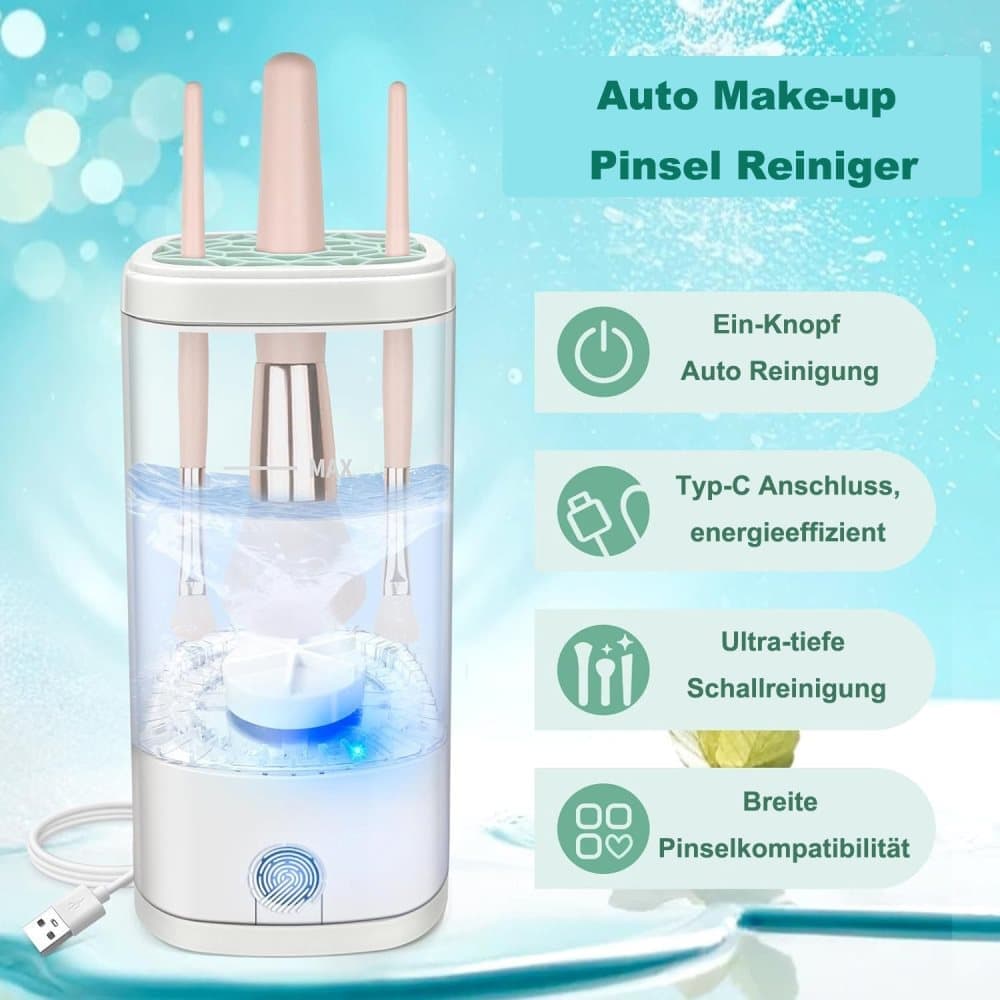 Automatic Electric Makeup Brush Cleaner Portable Beauty Tool, White, Fits Multiple Brush Sizes V1188-MS-325-0902