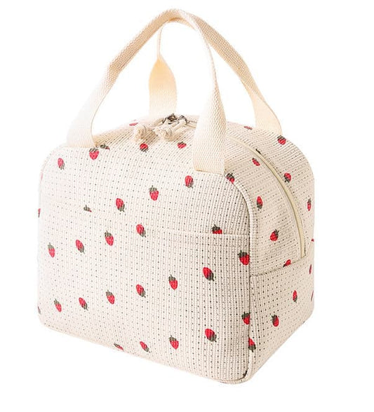 Insulated Corduroy Lunch Bag Cooler Leak-proof for Picnics and Work, 26cm V1188-MS-325-0904