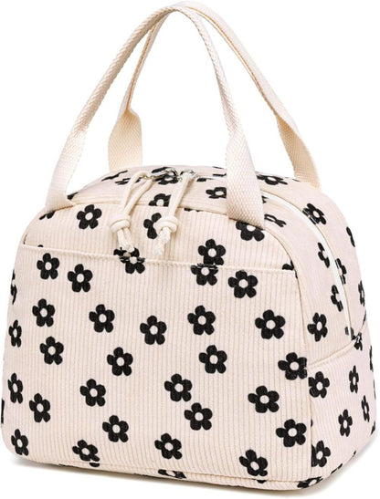 Insulated Corduroy Lunch Bag Cooler Leak-proof for Picnics and Work, 26cm V1188-MS-325-0905