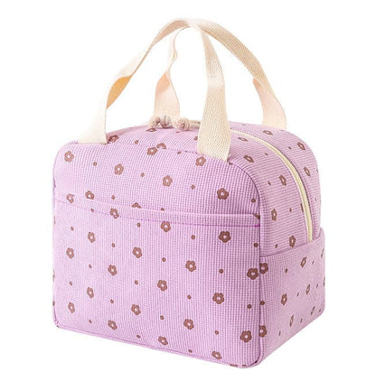 Insulated Corduroy Lunch Bag Cooler Leak-proof for Picnics and Work, 26cm V1188-MS-325-0906