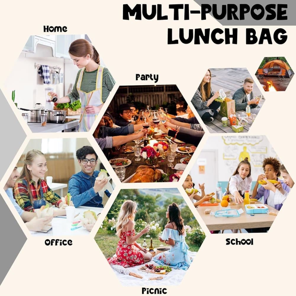 Insulated Corduroy Lunch Bag Cooler Leak-proof for Picnics and Work, 26cm V1188-MS-325-0907