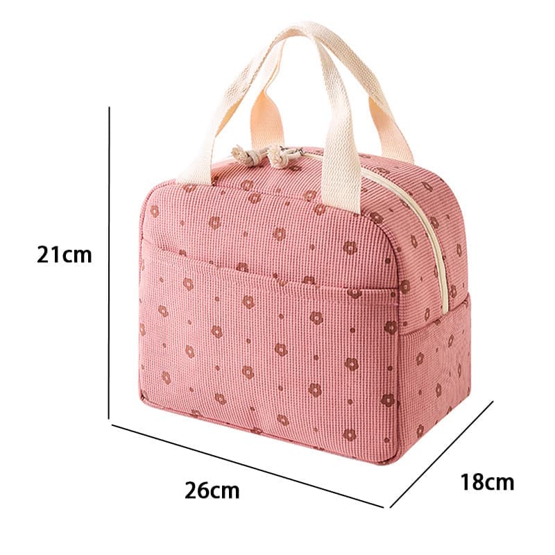 Insulated Corduroy Lunch Bag Cooler Leak-proof for Picnics and Work, 26cm V1188-MS-325-0908