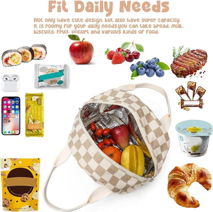 Insulated Corduroy Lunch Bag Cooler Leak-proof for Picnics and Work, 26cm V1188-MS-325-0908