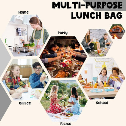 Insulated Corduroy Lunch Bag Cooler Leak-proof for Picnics and Work, 26cm V1188-MS-325-0909