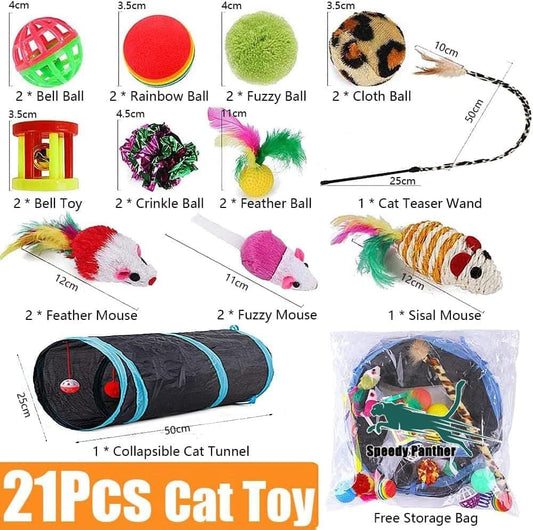 21 Piece Cat Toys for Kittens and Cats V1188-MS-325-0910