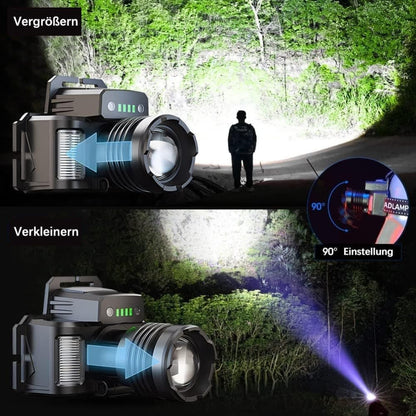 18000lm LED Headlamp USB Rechargeable Waterproof with Motion Sensor, Black V1188-MS-325-0921