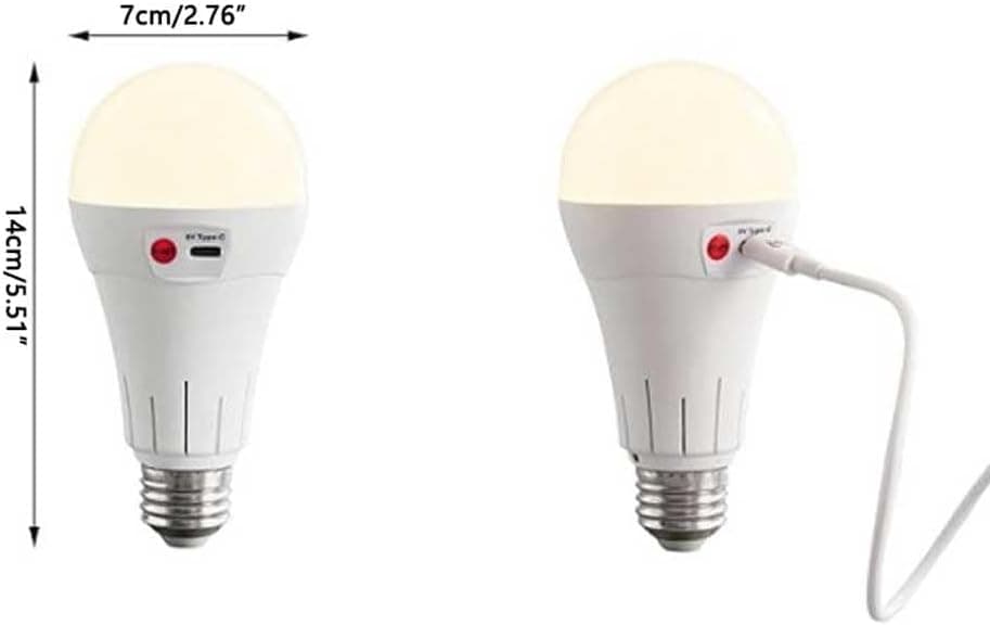 Rechargeable LED Bulb with 3 Color Temperatures 3000-6500K, Dimmable, Timer and Remote Control, E27 Lamp V1188-MS-325-0932
