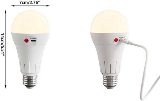 Rechargeable LED Bulb with 3 Color Temperatures 3000-6500K, Dimmable, Timer and Remote Control, E27 Lamp V1188-MS-325-0932