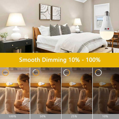 Rechargeable LED Bulb with 3 Color Temperatures 3000-6500K, Dimmable, Timer and Remote Control, E27 Lamp V1188-MS-325-0932