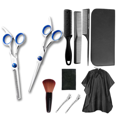 11-Piece Hairdressing Set with Scissors, Combs, Clips and Cape V1188-MS-325-0934