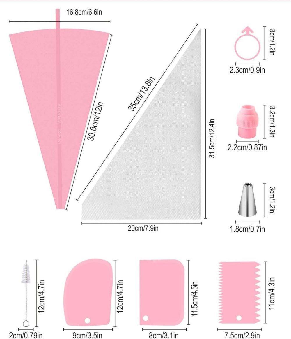 40-Piece Piping Bag Set with Nozzles for Cake Decorating, Pastry, and Desserts V1188-MS-325-0935