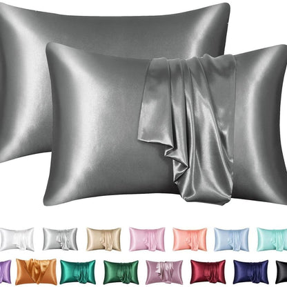 2-Pack Satin Pillowcase Silky Soft, 50 x 75cm, Dark Gray V1188-MS-325-0936