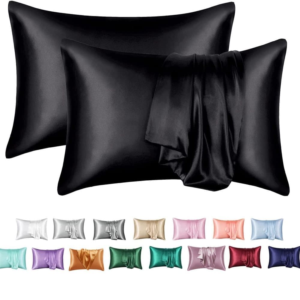 2-Pack Satin Pillowcase, Silky and Soft, Multiple Colors, 50 x 75cm, Black V1188-MS-325-0937