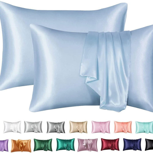 2-Pack Satin Pillowcase, Light Blue, 50 x 75cm V1188-MS-325-0942