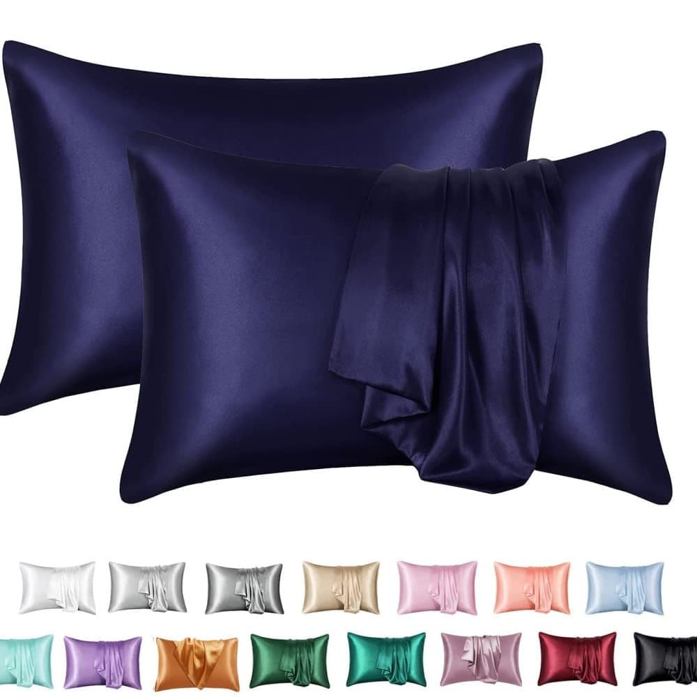 2-Pack Satin Pillowcase Silky Soft Dark Blue, 50 x 75cm V1188-MS-325-0943