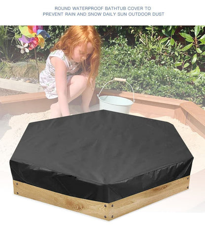 Hexagonal waterproof sandbox cover with drawstring, Oxford fabric, black, 180x150x20 cm V1188-MS-325-0944