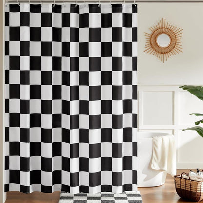 Retro Chess Pattern Checkered Shower Curtain, Black, 180x180 cm V1188-MS-325-0945